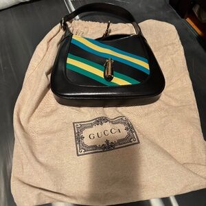 Gucci Jackie Striped Smooth Leather Piston Lock
